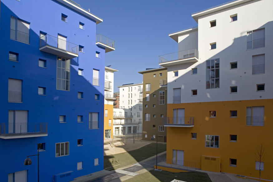 Olympisches Dorf Turin 2006; Farbgestaltung: Erich Wiesner, Berlin;Architekten: Benedetto Camerana, Turin; Steidle & Partner, München;Hilmer & Sattler, München; Ortner & Ortner, Berlin; Diener & Diener, Basel;Krischanitz, Wien + Berlin; Derossi,  Tur